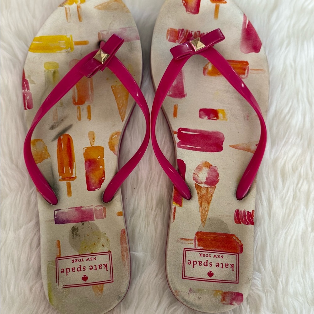 Kate Spade Pink Ice Cream Print Sandals Flip Flops Size 9